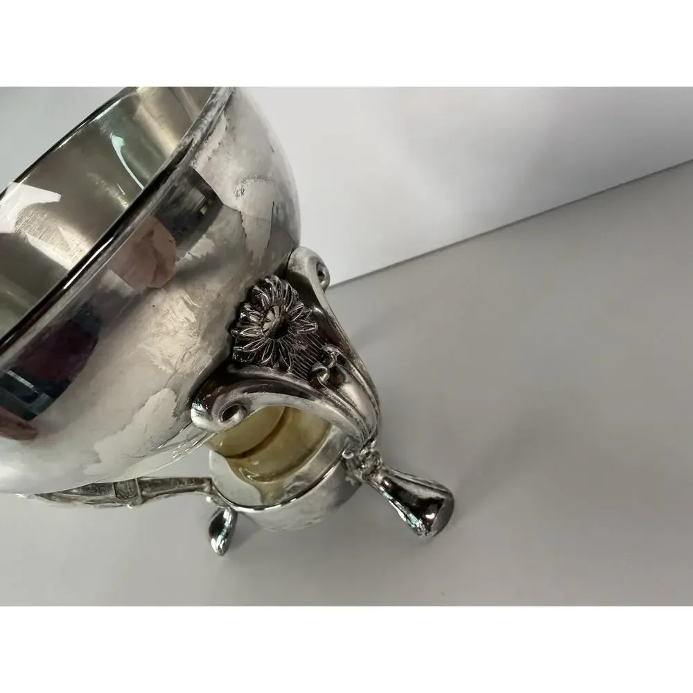 VTG Raimond Silver Plated Coffee/tea Glass Carafe On Footed Stand w/ Orig Candle